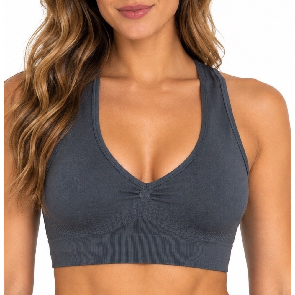 Free People FP Movement Women's Sports Bra XS Gray Racerback Ribbed Bralette New